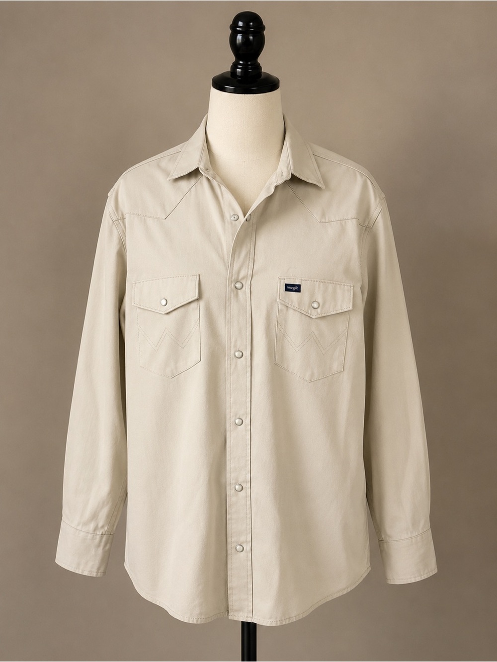 NWOT Wrangler Western Pearl Snap Shirt Ivory Cowboy XL Tall